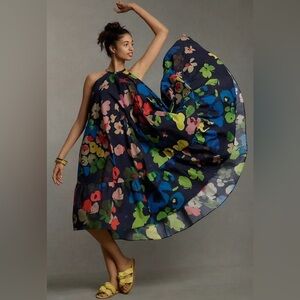 Anthropologie WHIT TWO Floral Halter Midi Dress. Size small